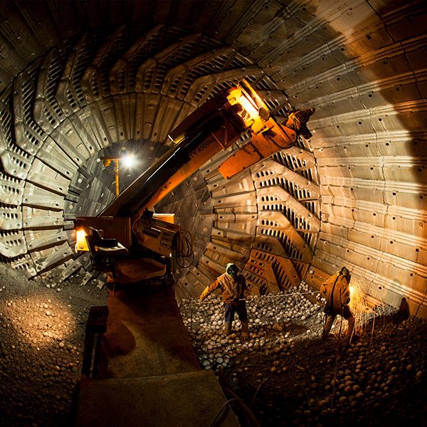 Kaltech crew relining a mill from inside the shell